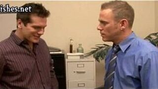 Tatoo gay gets his ass pounded on the desk - porn video