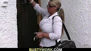 Fat salesgirl is boned from behind - porn video