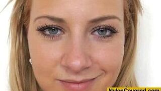 Blonde with nylon mask on her face - porn video