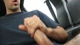 Jerking off in my car and cum - porn video